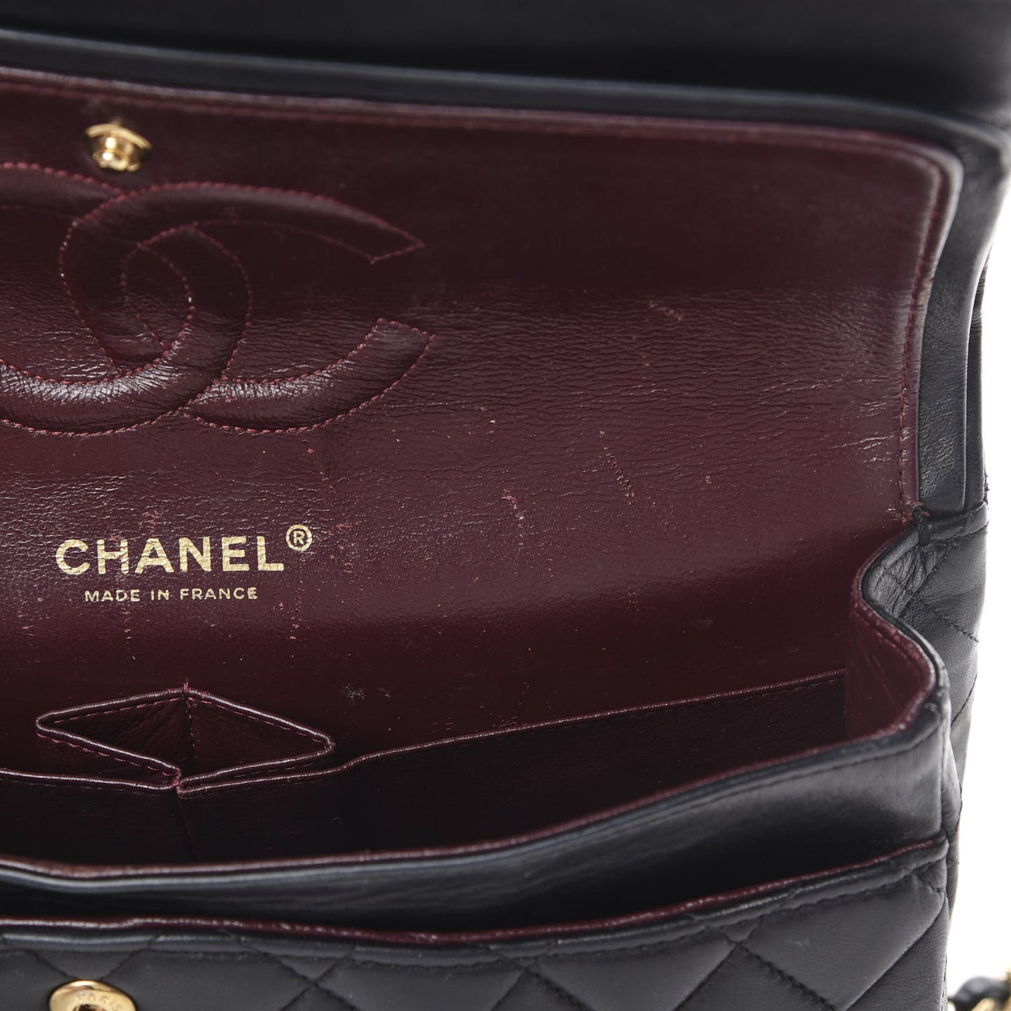 Lambskin Quilted Medium Double Flap Black