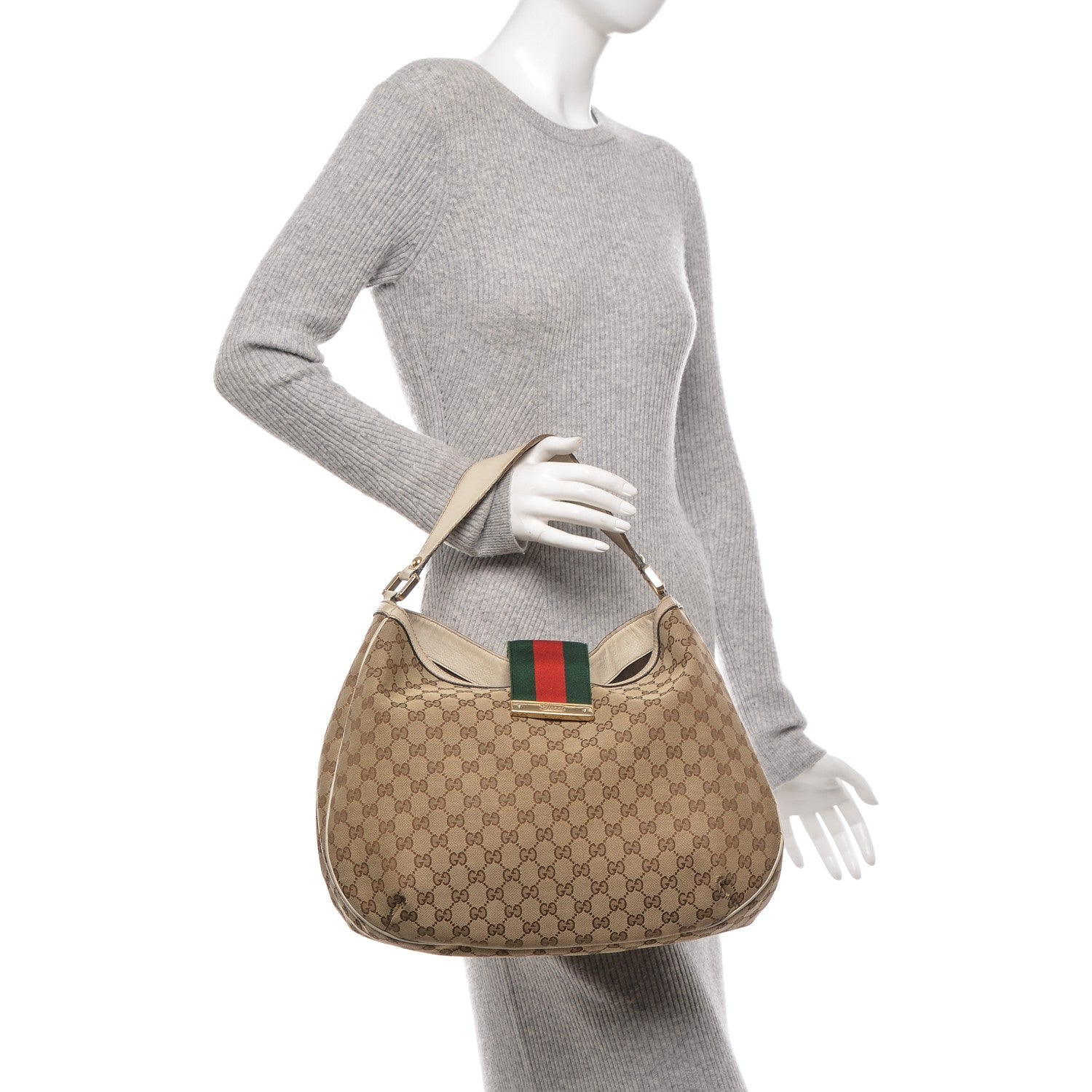 Gucci Monogram Large New Ladies Web Hobo Off White 2 of 10