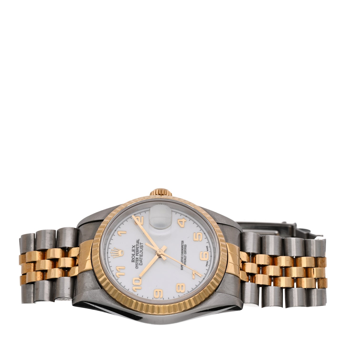 Stainless Steel 18K Yellow Gold 36mm Oyster Perpetual Datejust Watch White Arabic 16233