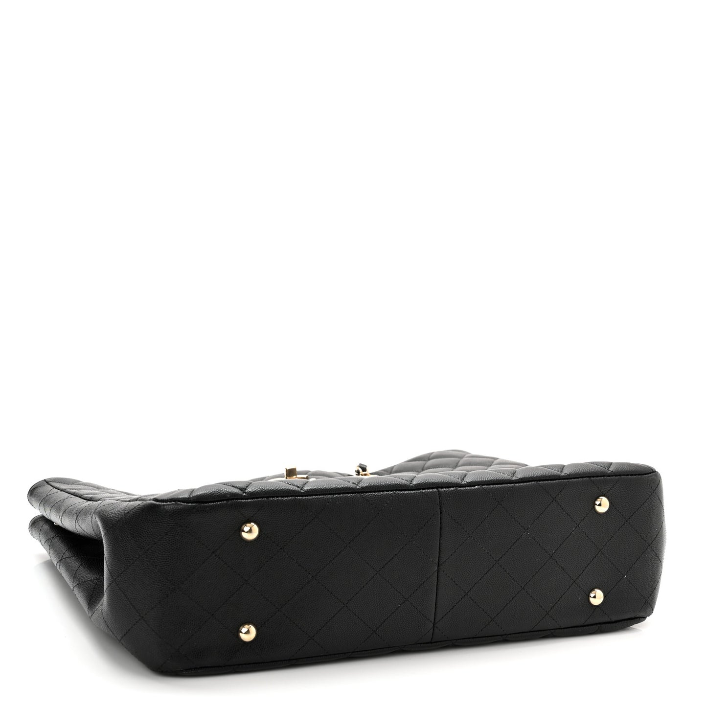 Caviar Quilted Large Shopping Tote Black