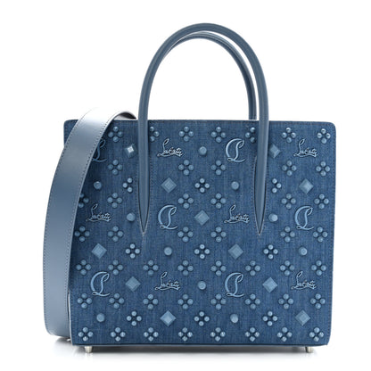 Christian Louboutin Denim Calfskin Studded Loubinthesky Medium Paloma Blue 1 of 11