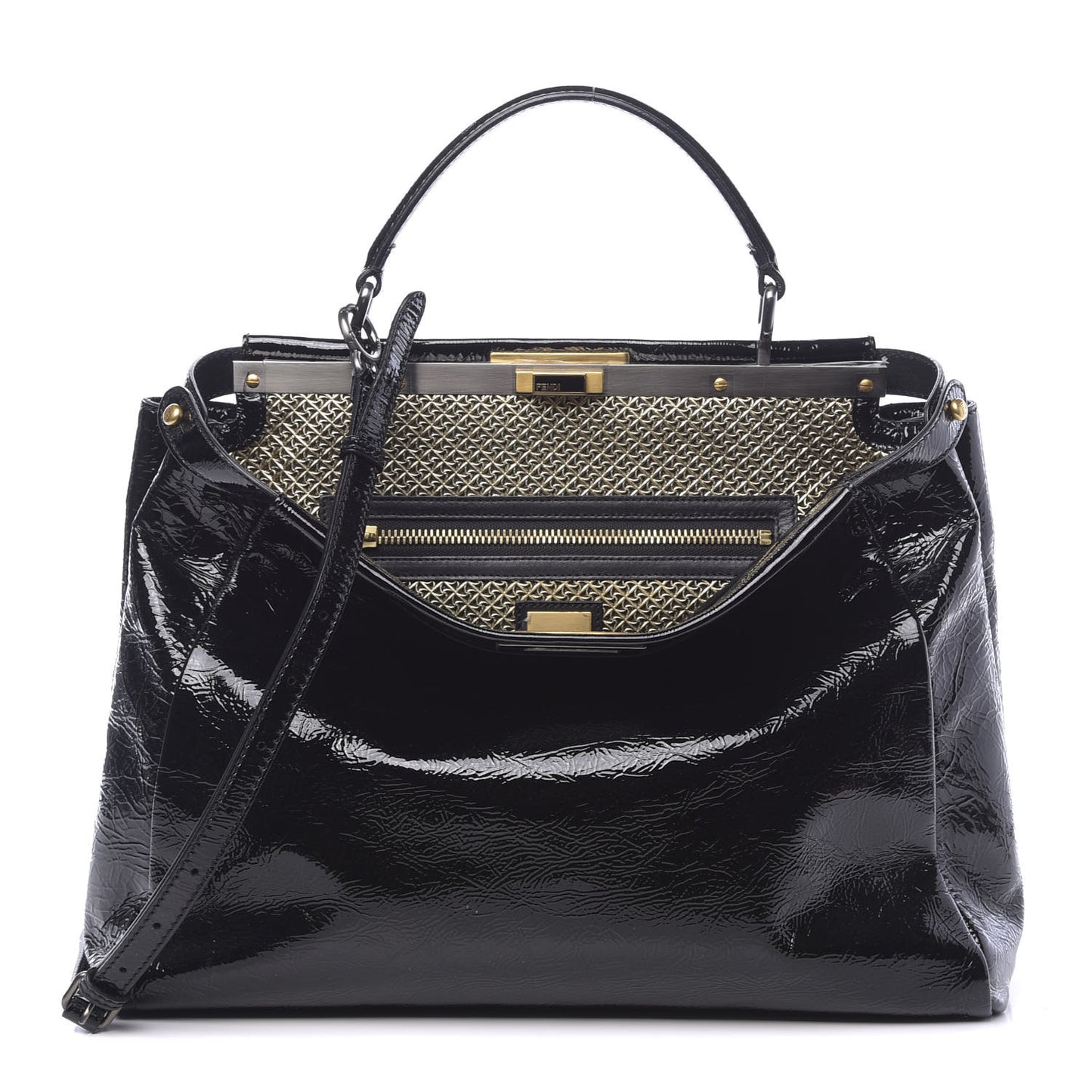 Patent Large Peekaboo Iconic Satchel Black
