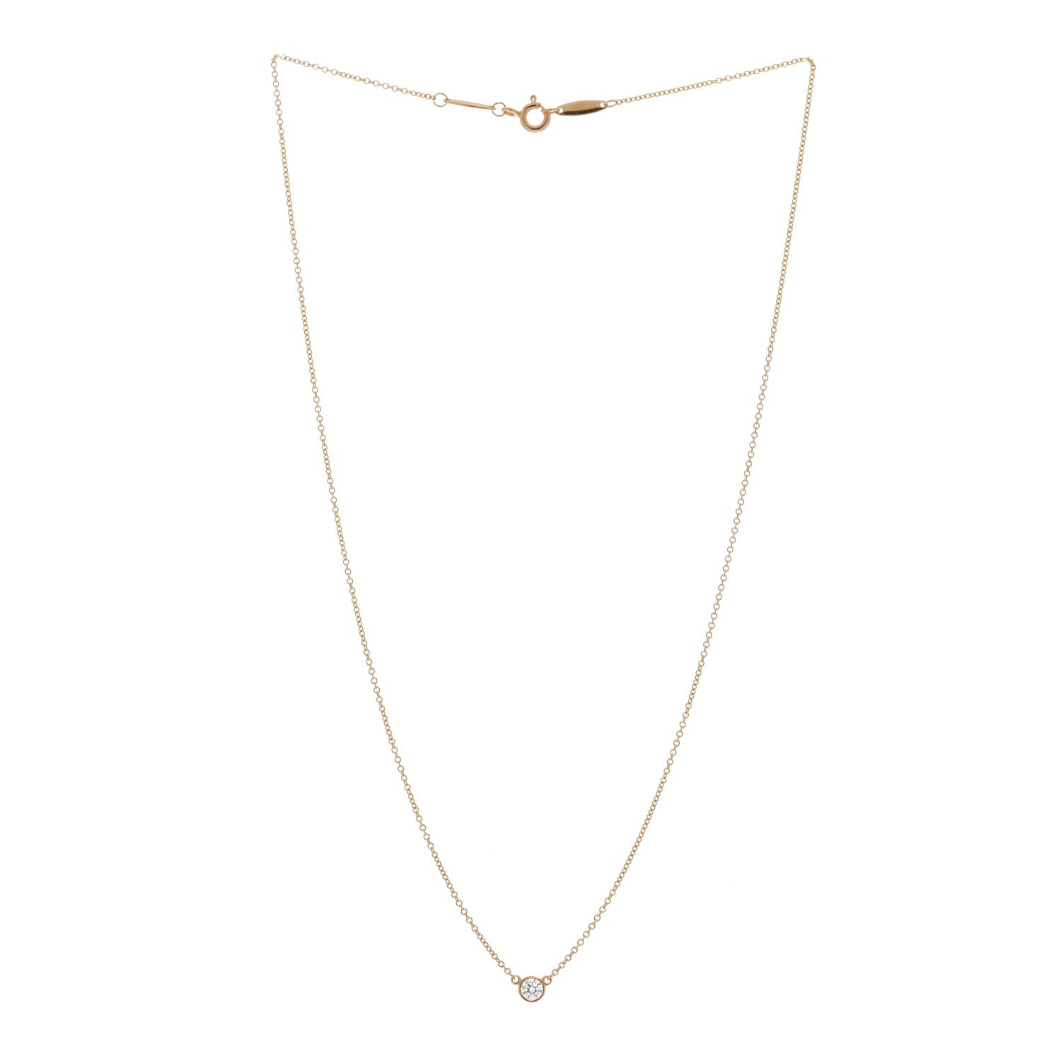 Tiffany 18K Yellow Gold Diamond .15ct Elsa Peretti Diamonds by the Yard Pendant Necklace 3 of 4