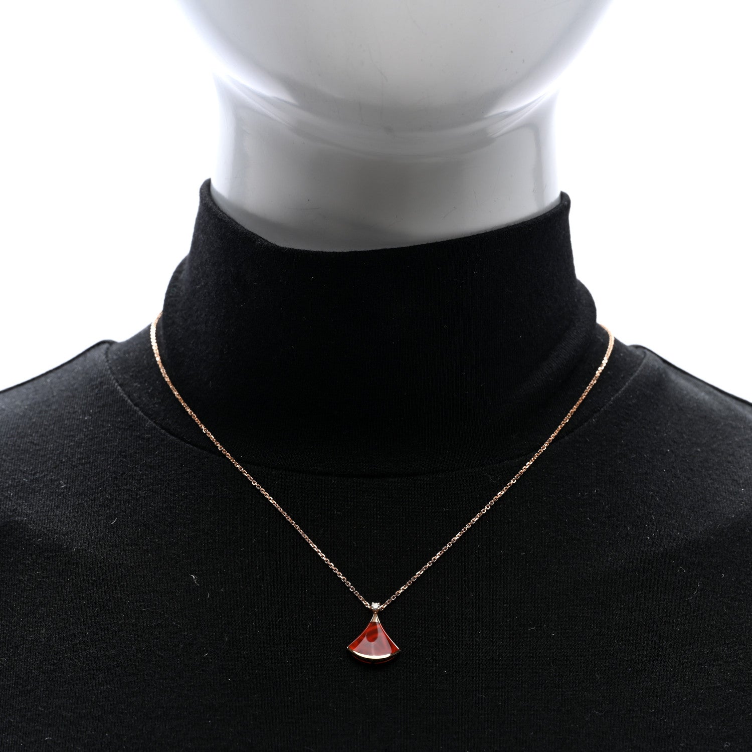 Bulgari 18K Rose Gold Diamond Carnelian Divas' Dream Pendant Necklace 2 of 5