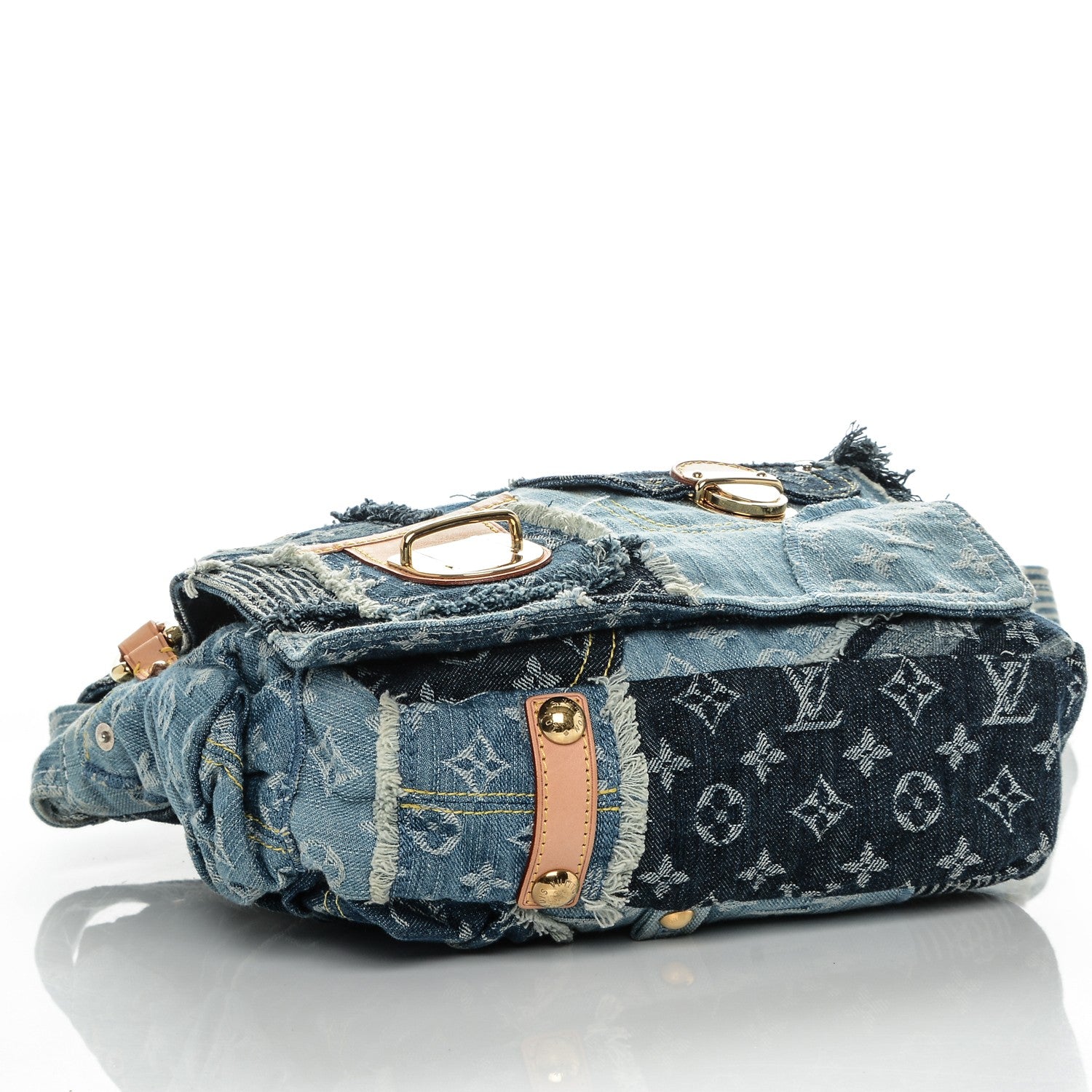 Louis Vuitton Denim Patchwork Posty Messenger Bag Blue 4 of 10