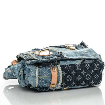 Louis Vuitton Denim Patchwork Posty Messenger Bag Blue 4 of 10