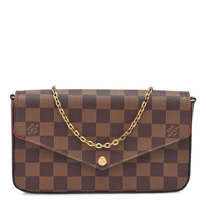 Louis Vuitton Damier Ebene Pochette Felicie Chain Wallet 1 of 9
