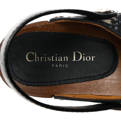 Christian Dior Canvas Oblique Diorquake 20mm Slingback Clogs 38 Deep Blue 7 of 8