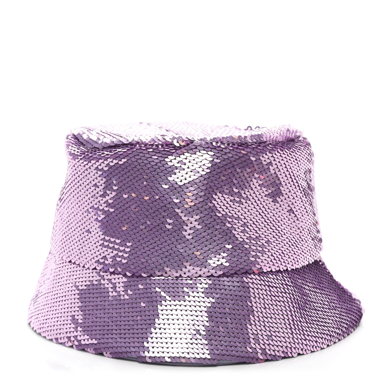 Prada Paillettes Triangle Logo Womens Bucket Hat M Purple 6 of 8