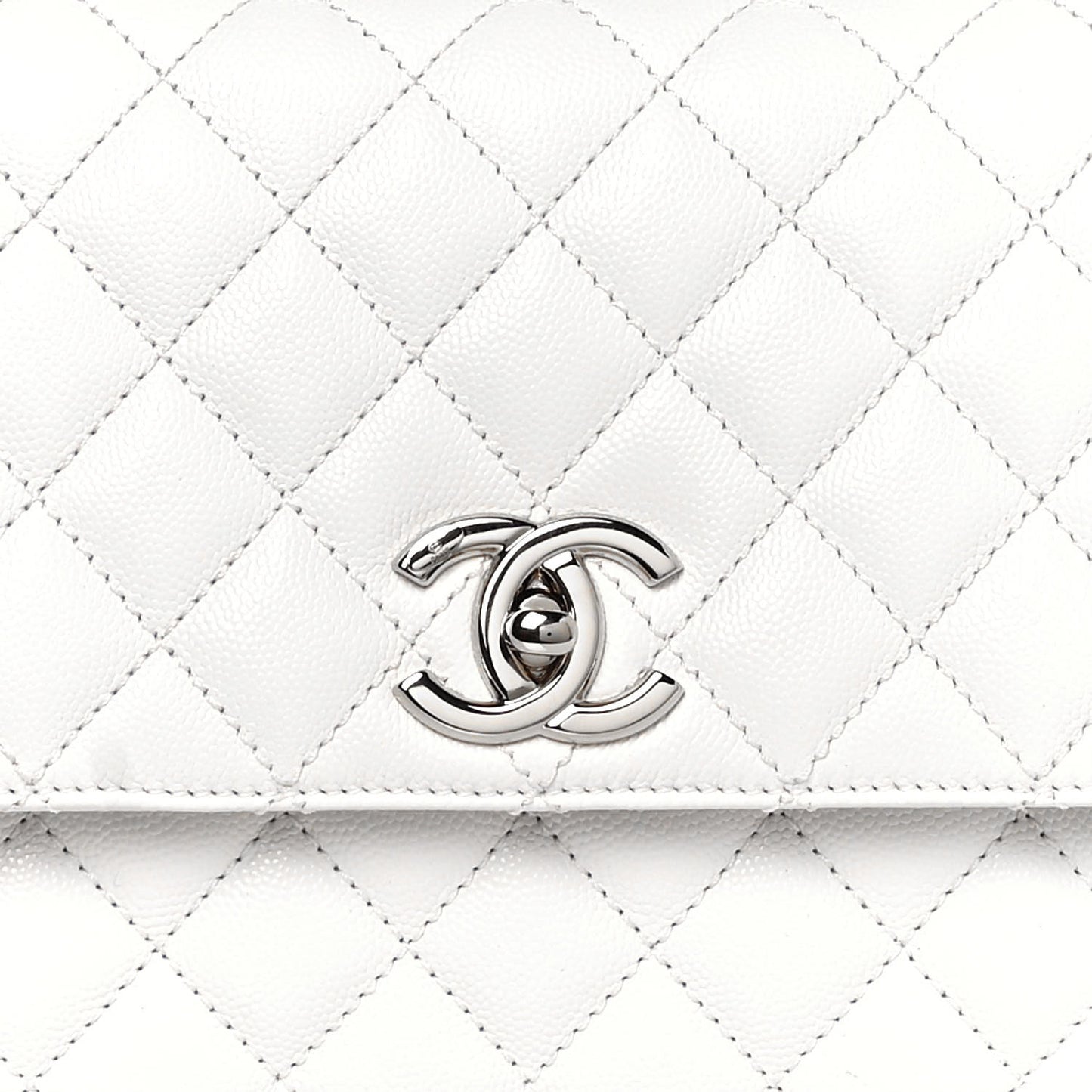 Caviar Quilted Small Coco Handle Flap White