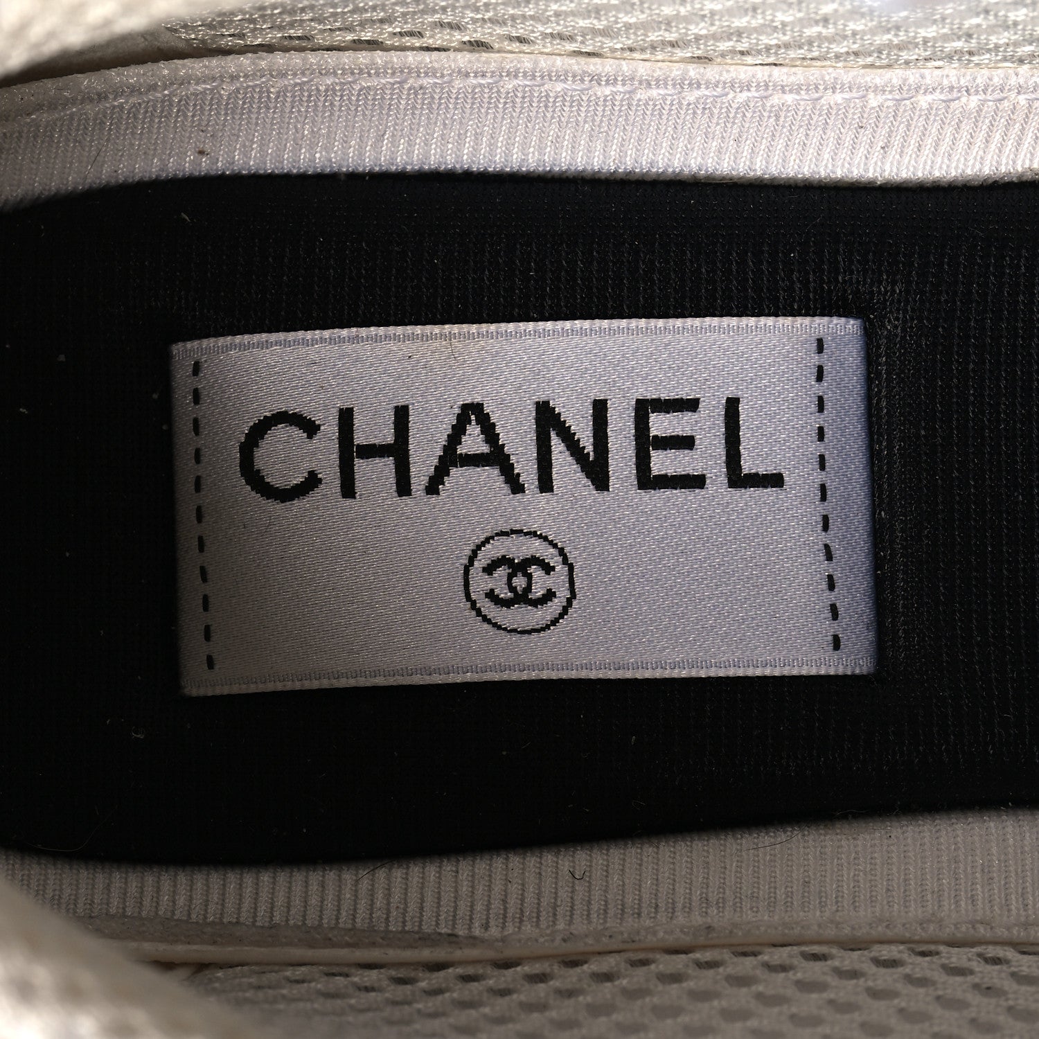 Chanel Fabric Laminated Calfskin Stretch CC Sneakers 39.5 White Gold Silver 8 of 9