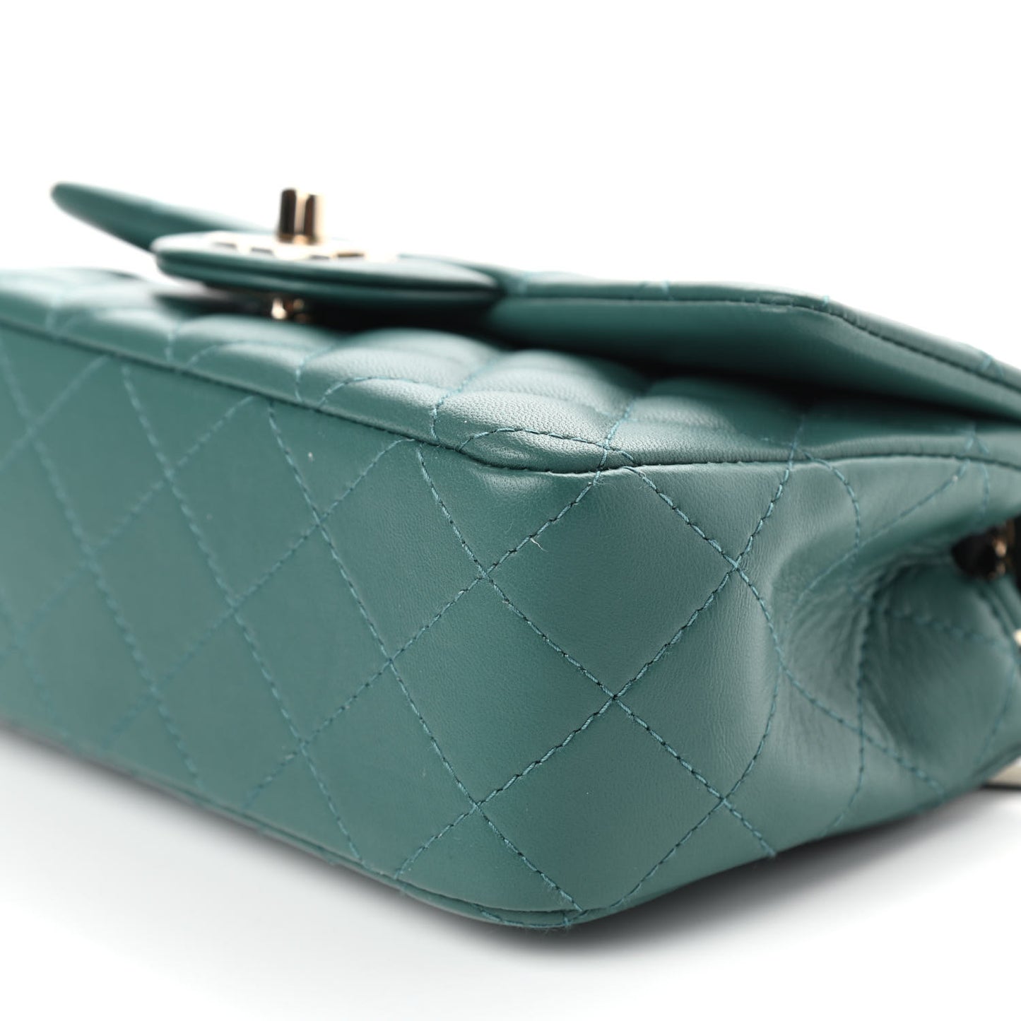 Lambskin Quilted Mini Rectangular Flap Green