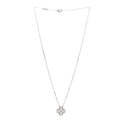 Van Cleef & Arpels 18K White Gold Diamond Vintage Alhambra Pendant Necklace 3 of 6
