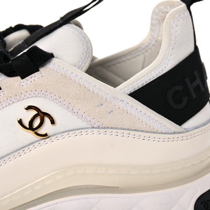 Chanel Velvet Calfskin Mixed Fibers CC Sneakers 39 Ivory Black 8 of 17