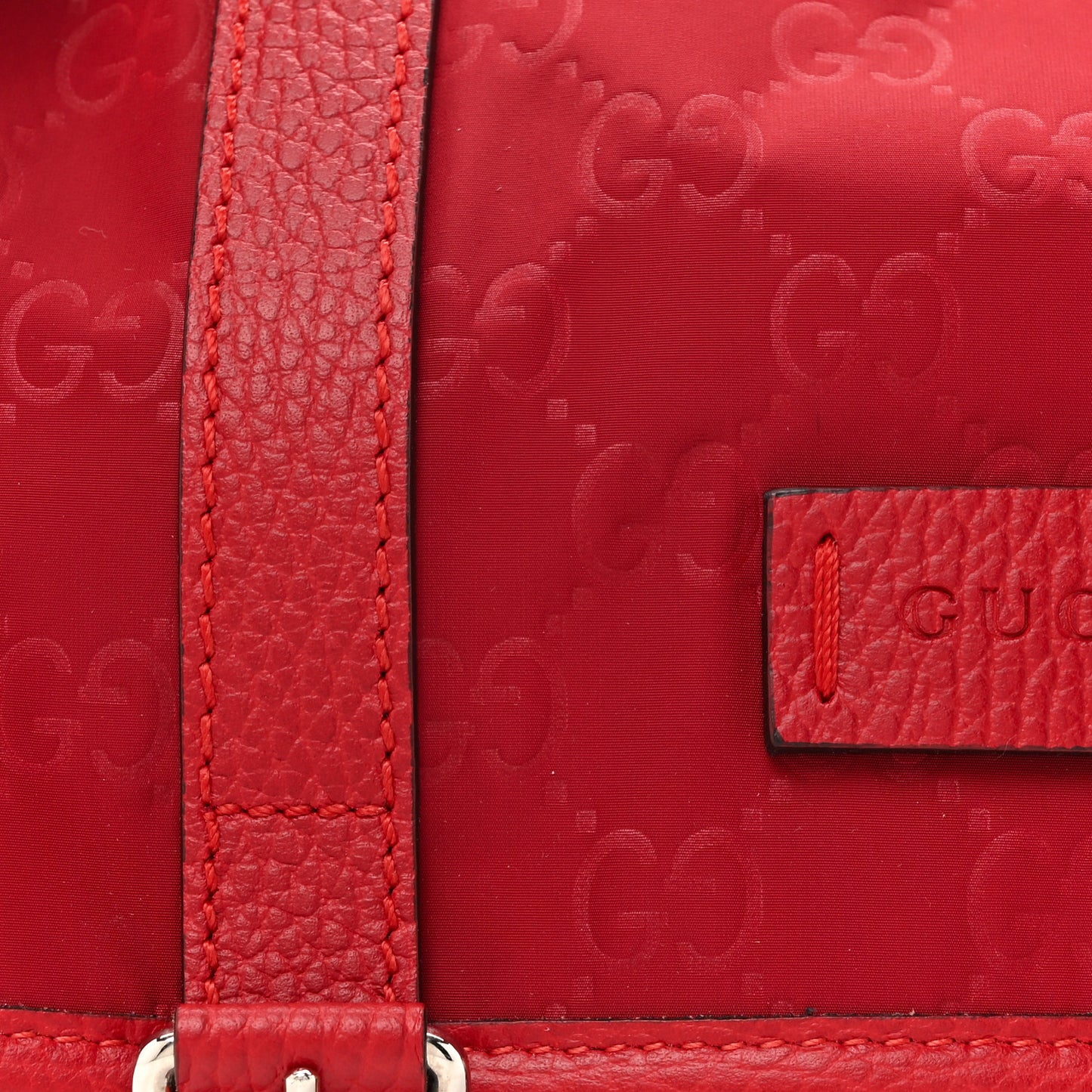 Nylon Monogram Double Buckle Flap Messenger Bag Vibrant Red