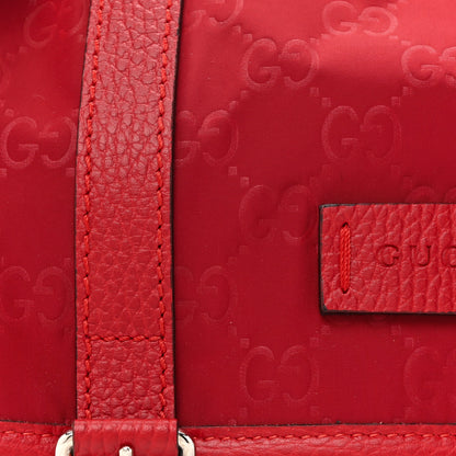 Gucci Nylon Monogram Double Buckle Flap Messenger Bag Vibrant Red 8 of 13