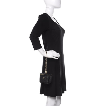 Chanel Caviar Quilted Mini Pearl On Top Vanity Case With Chain Black 2 of 10