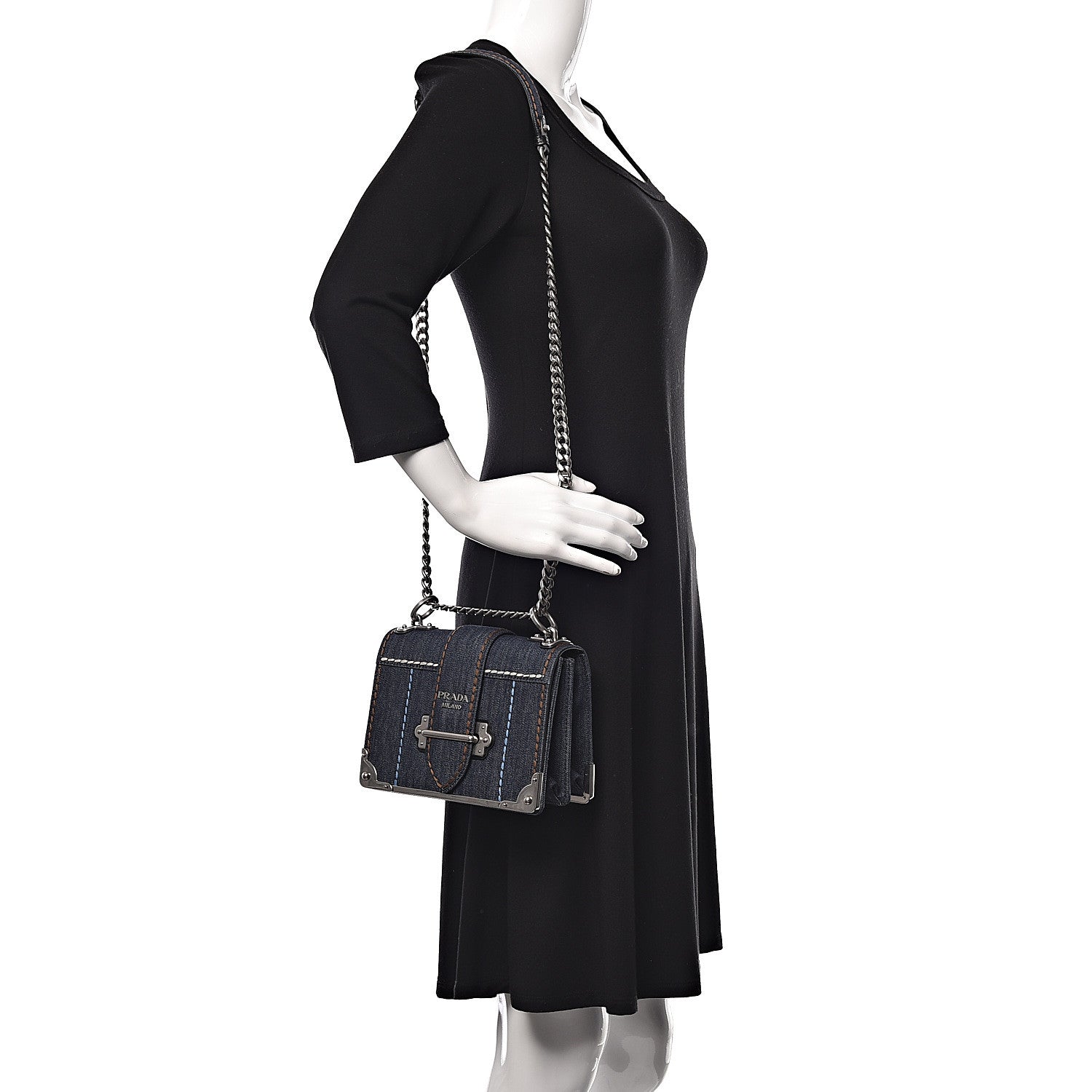 Prada Denim Small Cahier Bag Blue 2 of 9
