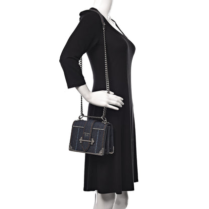 Prada Denim Small Cahier Bag Blue 2 of 9