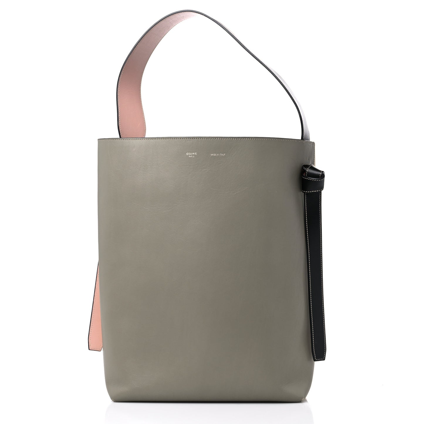 Shiny Smooth Calfskin Small Twisted Cabas Light Khaki Cream