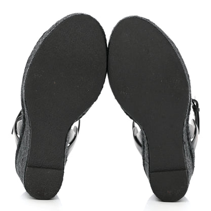 Saint Laurent Calfskin Tribute 95 Platform Espadrille Wedge Sandals 36 Black 5 of 11