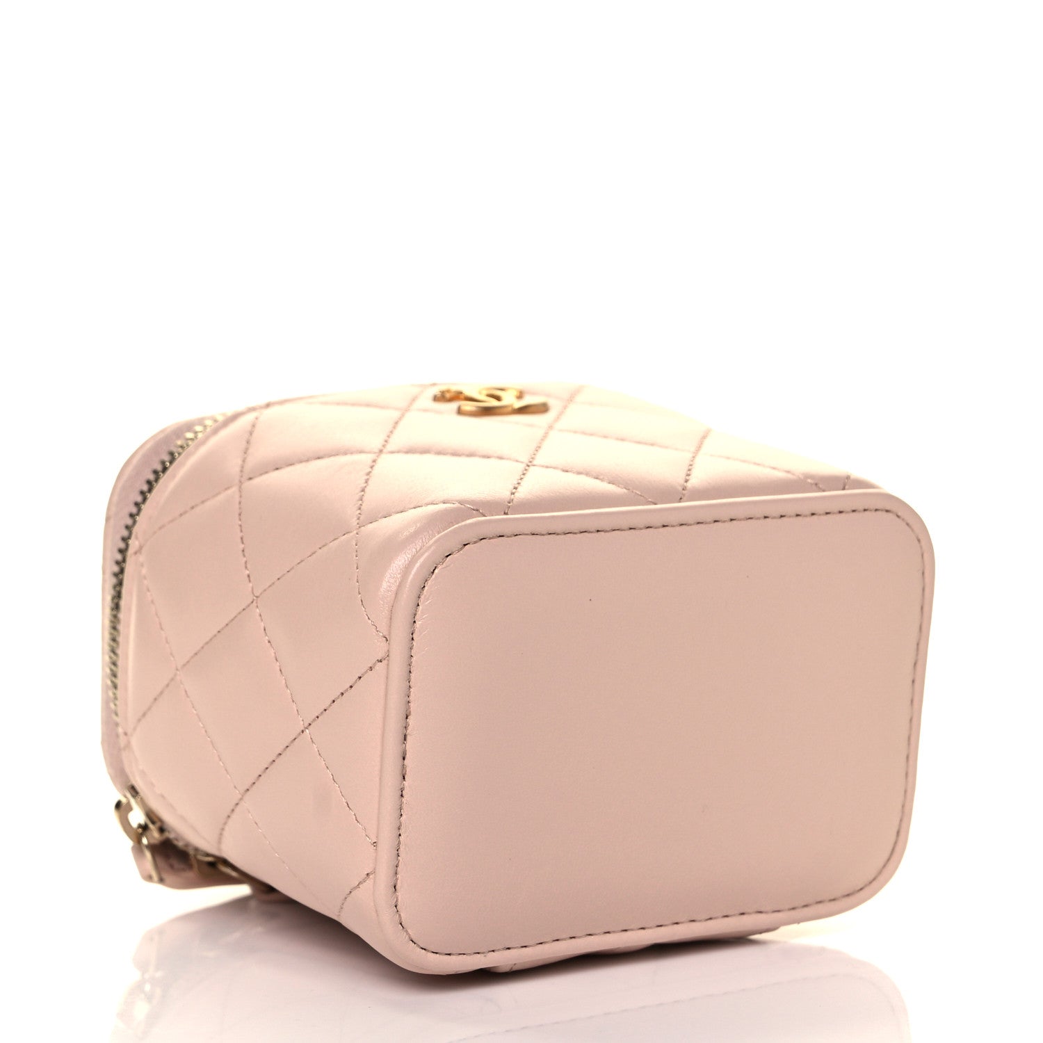 Chanel Lambskin Quilted Pearl Crush Mini Vanity Case With Chain Light Beige 3 of 9