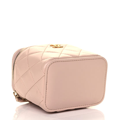 Chanel Lambskin Quilted Pearl Crush Mini Vanity Case With Chain Light Beige 3 of 9