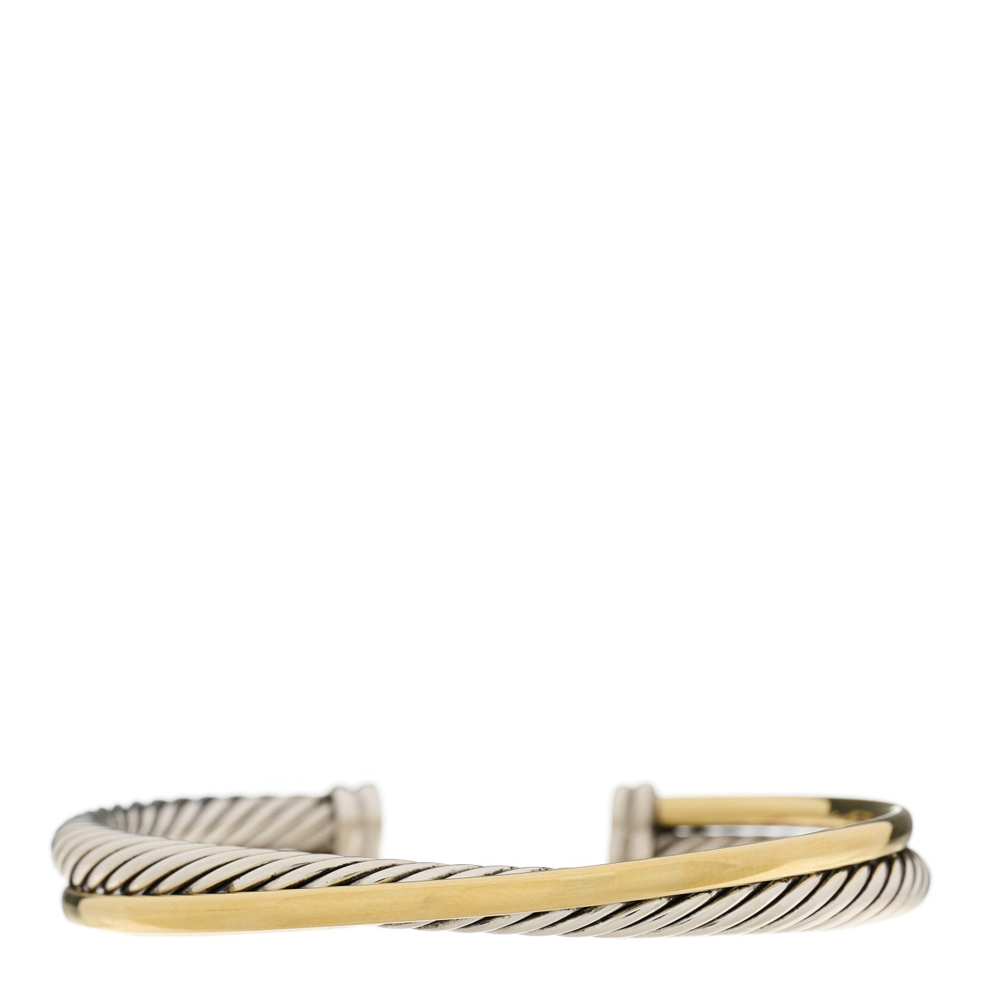 Sterling Silver 18K Yellow Gold 5mm Crossover Cuff Bracelet