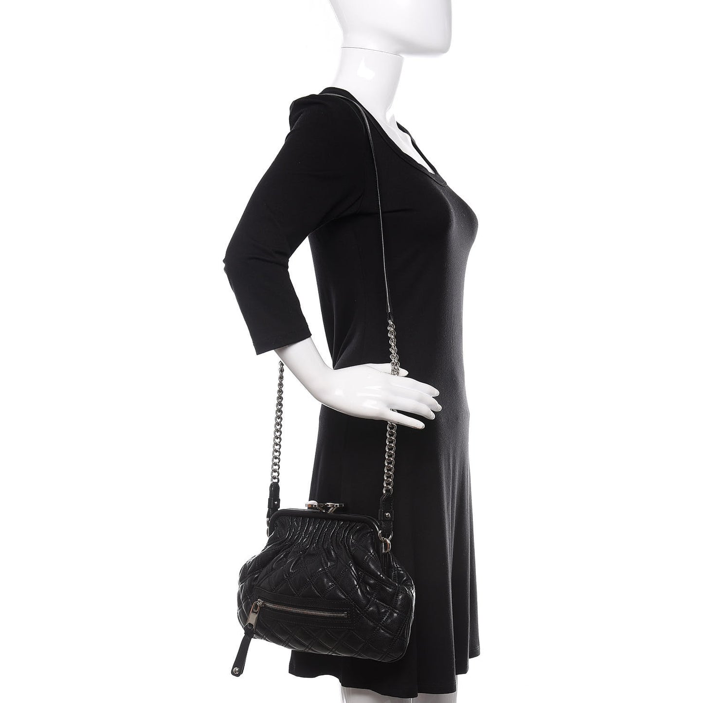 Calfskin Quilted Little Stam Black