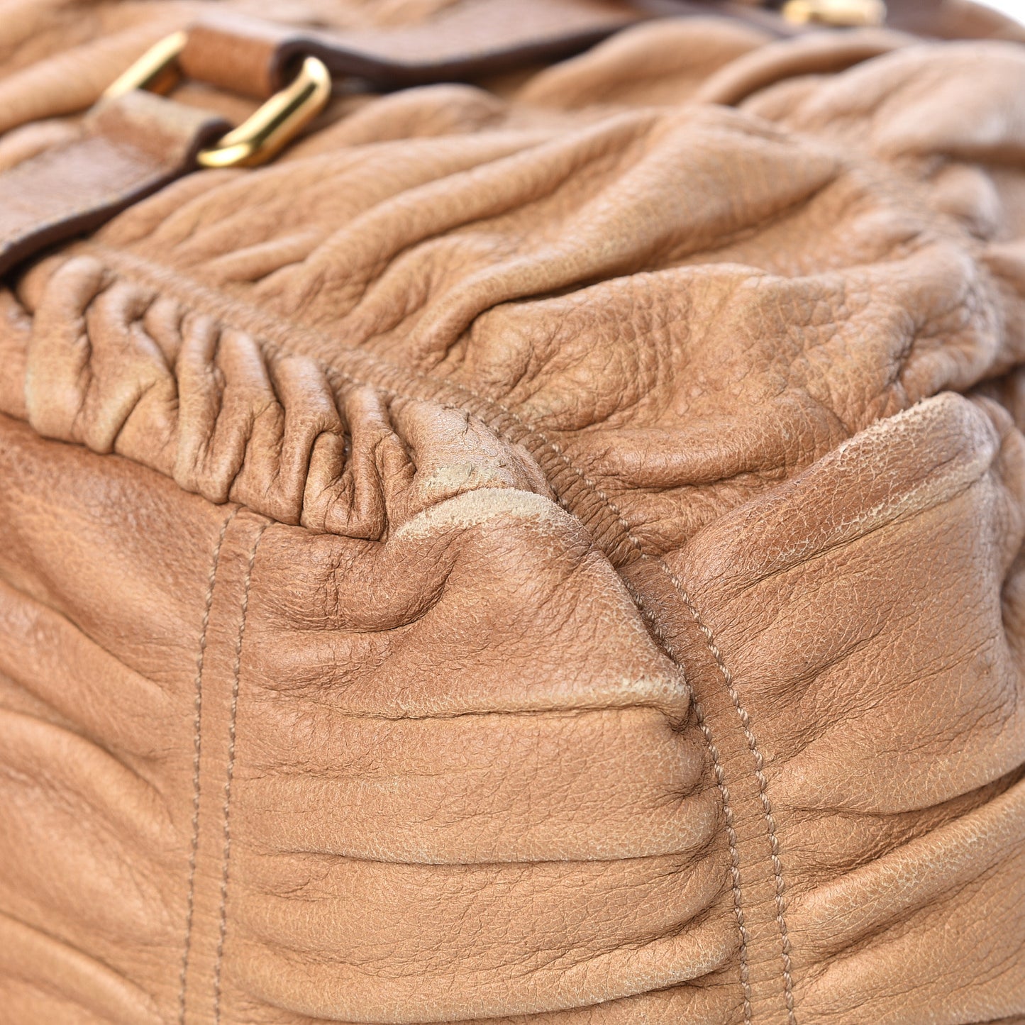 Cervo Deerskin Gaufre Dome Satchel Naturale