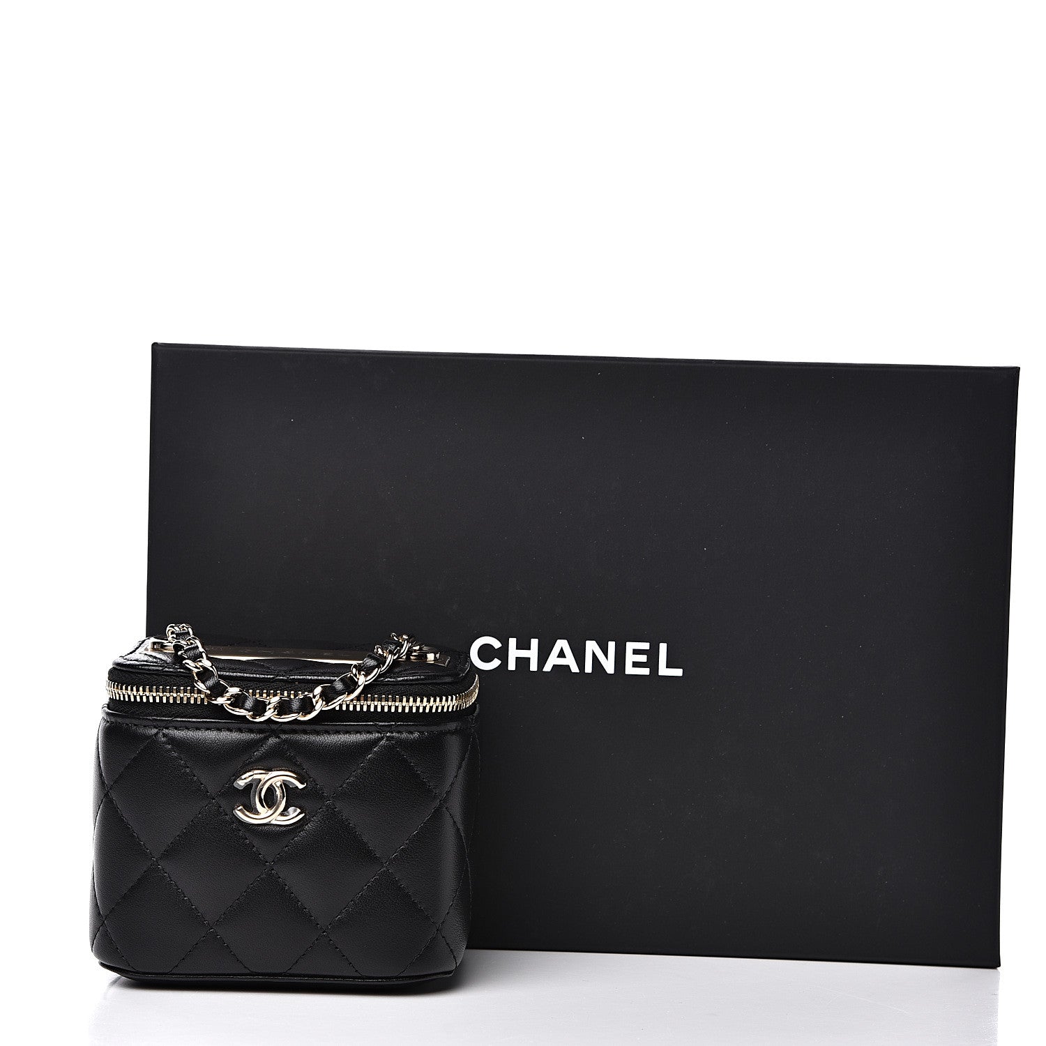Chanel Lambskin Quilted Trendy Mini Vanity Case With Chain Black 10 of 10