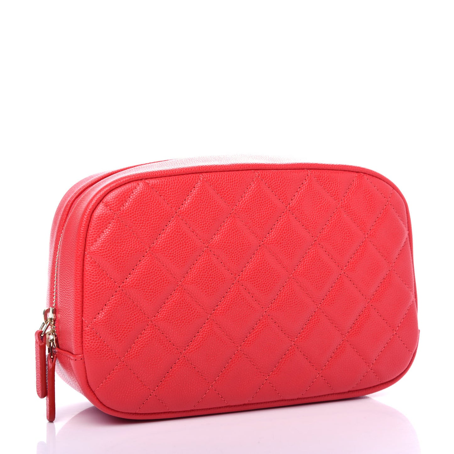 Caviar Quilted Medium Curvy Pouch Cosmetic Case Red