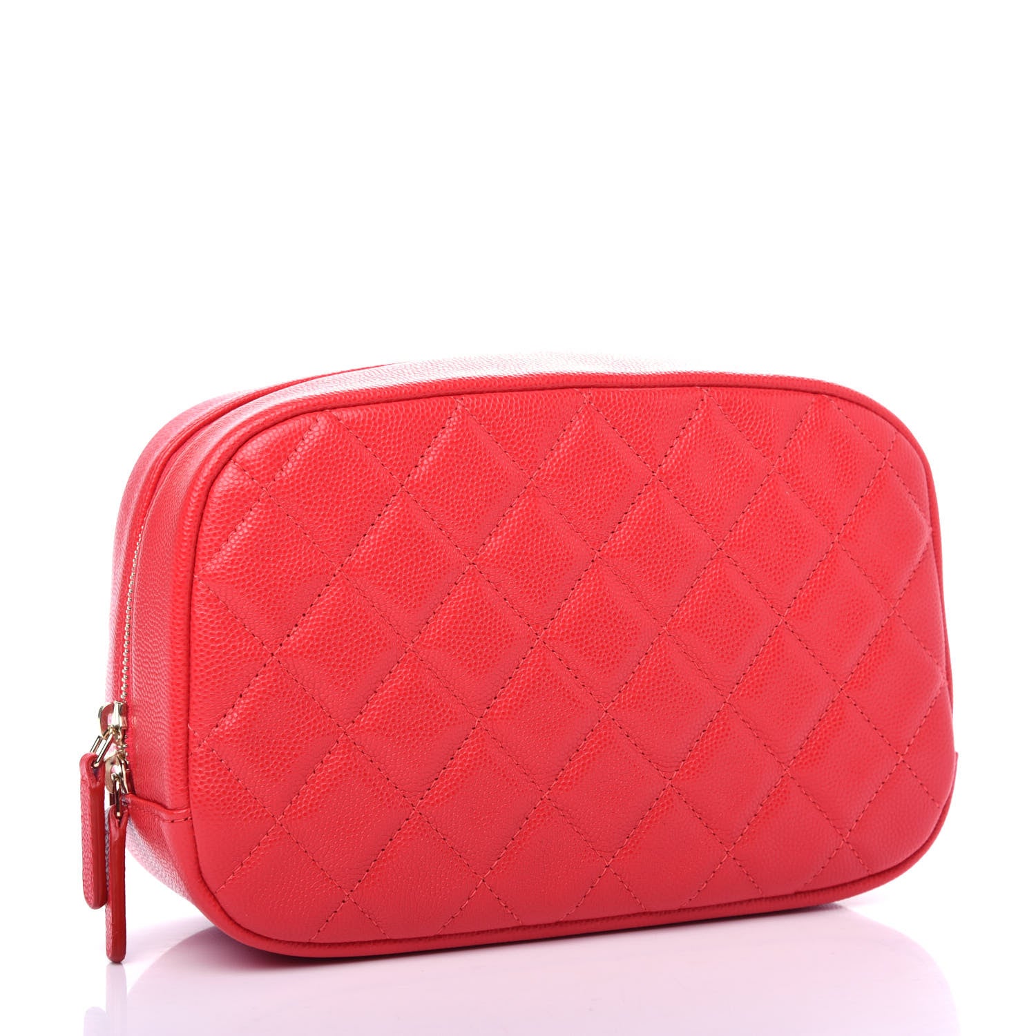 Chanel Caviar Quilted Medium Curvy Pouch Cosmetic Case Red 3 of 8
