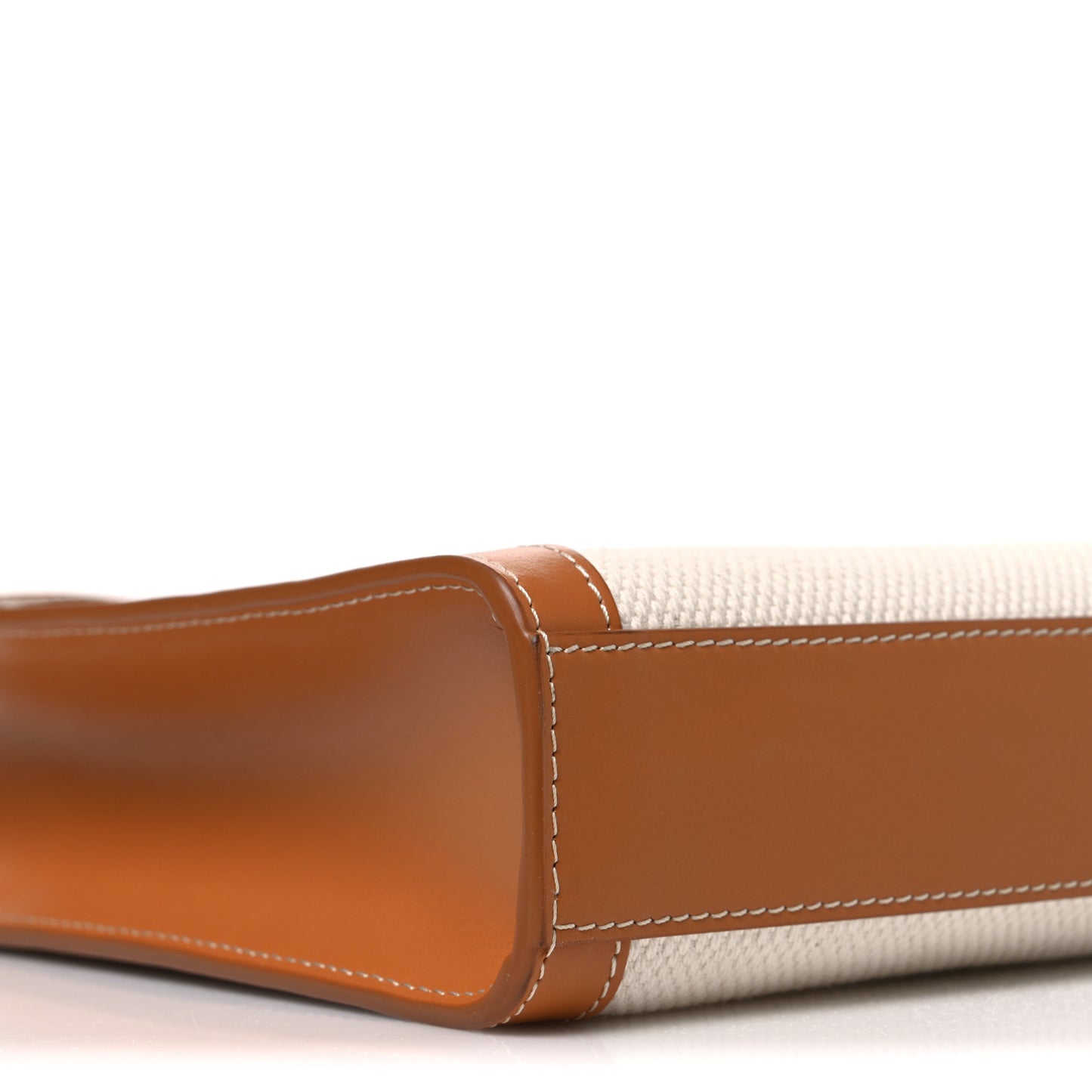 Canvas Calfskin Mini Vertical Cabas Natural Tan