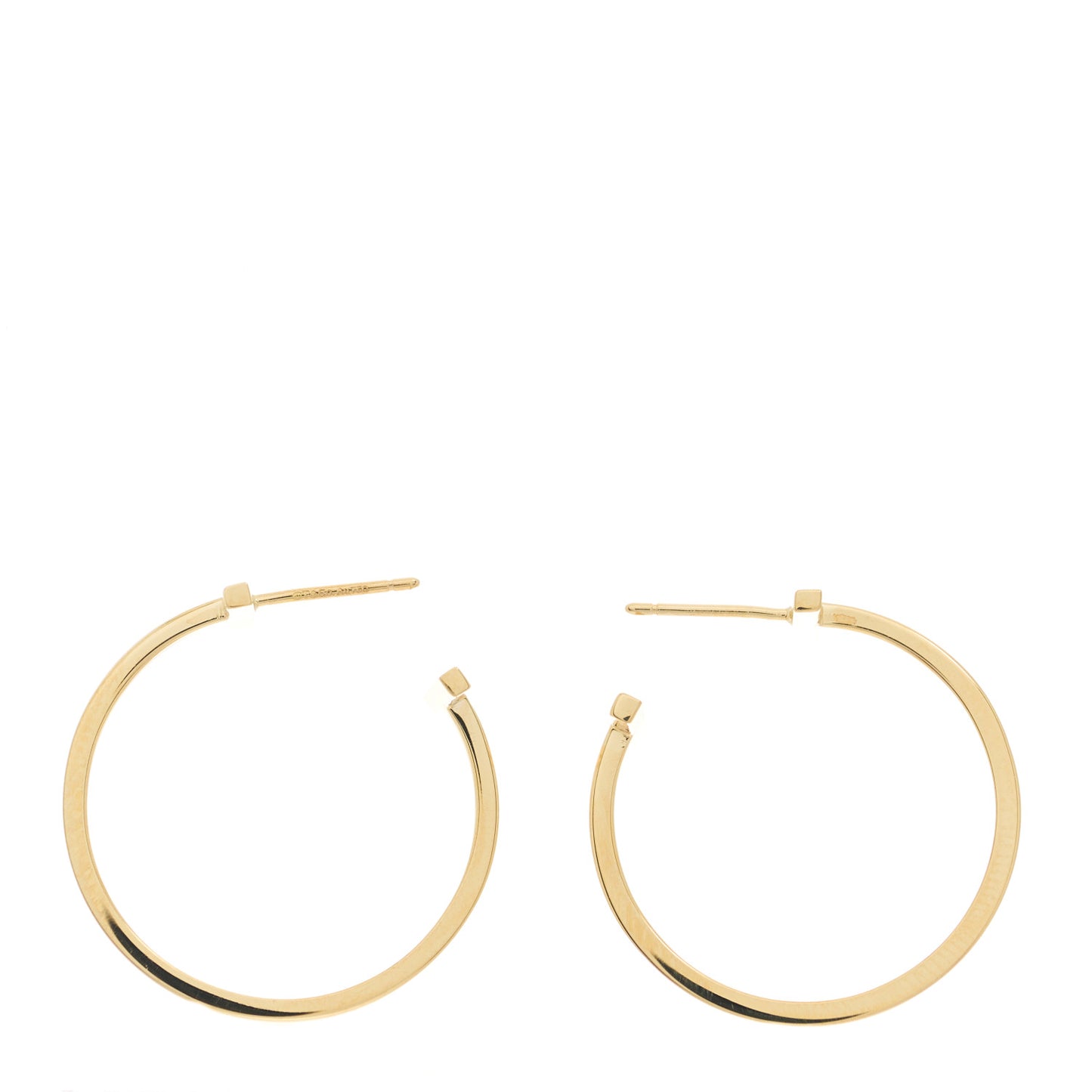 18K Yellow Gold Medium T Wire Hoop Earrings