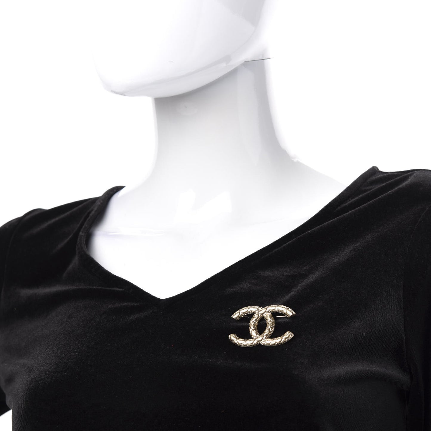 Metal CC Diamond Quilted Brooch Light Gold