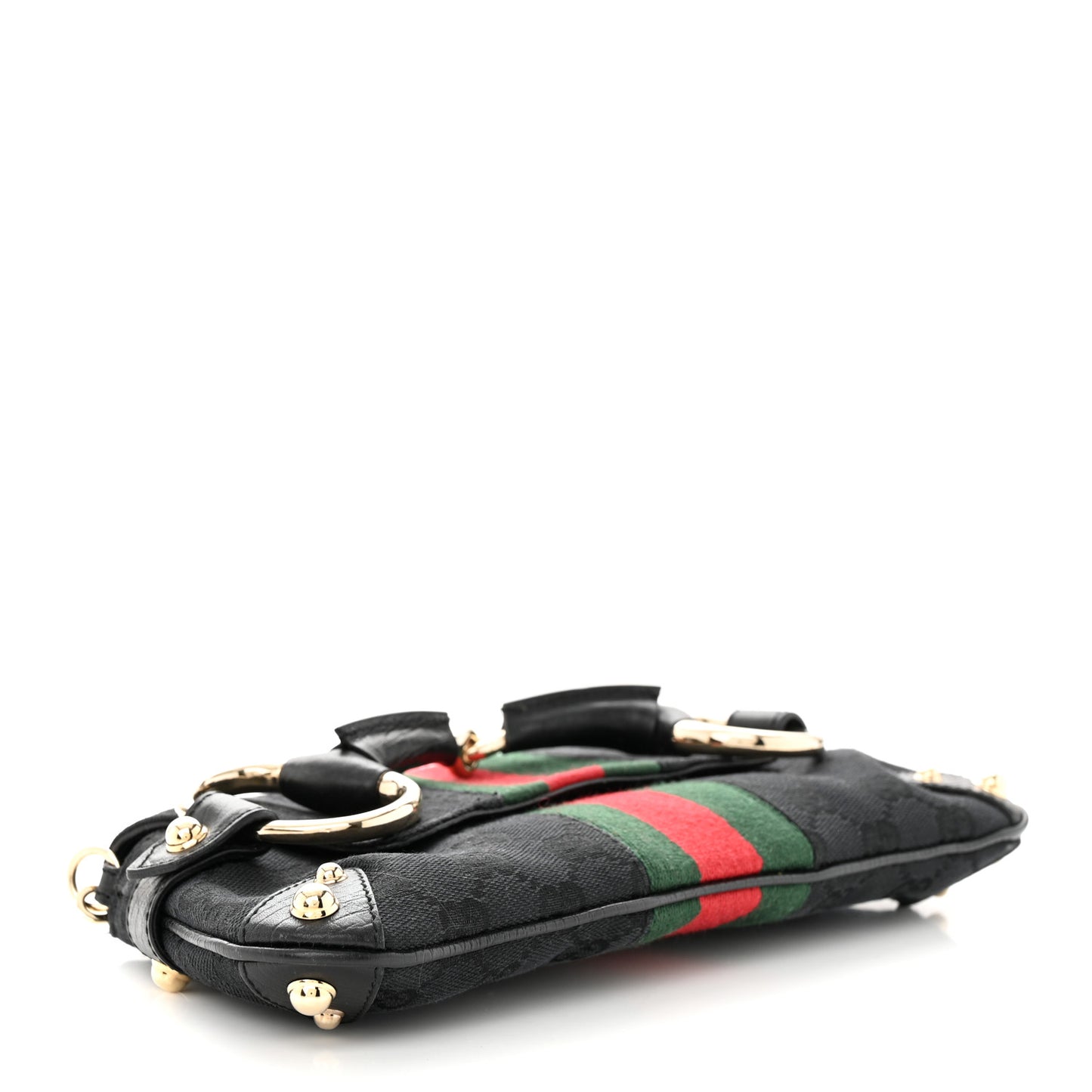 Monogram Web Horsebit Chain Clutch Black