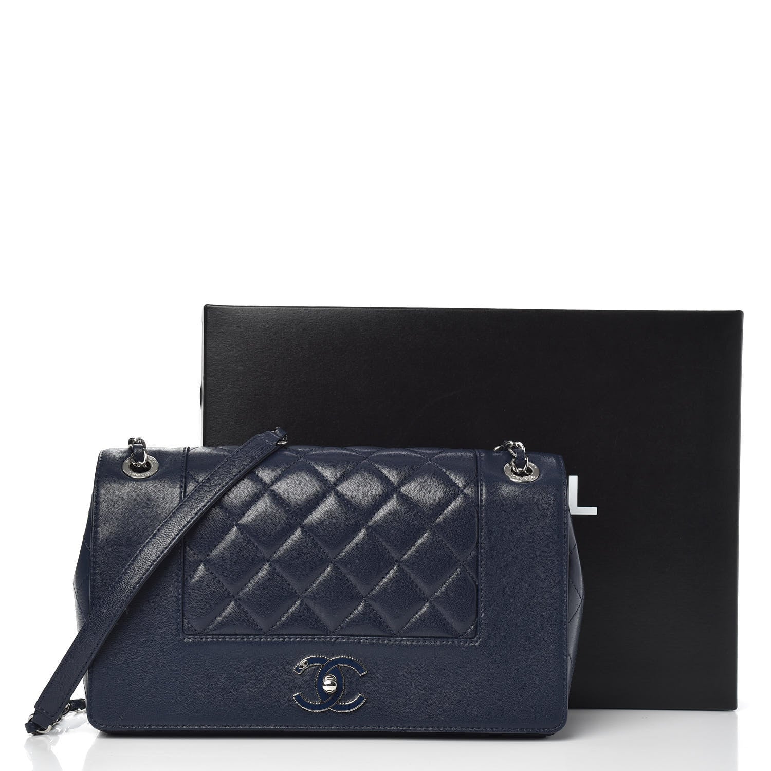 Chanel Sheepskin Quilted Vintage Mademoiselle Flap Dark Navy 14 of 14