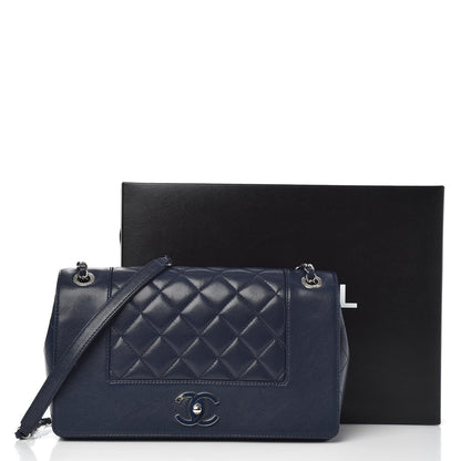 Chanel Sheepskin Quilted Medium Vintage Mademoiselle Flap Dark Navy 14 of 14