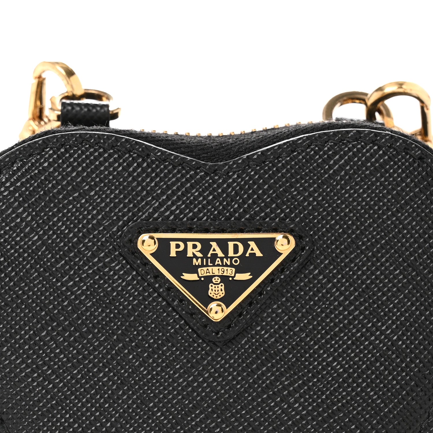 Prada Saffiano Mini Heart Pouch Black 7 of 9