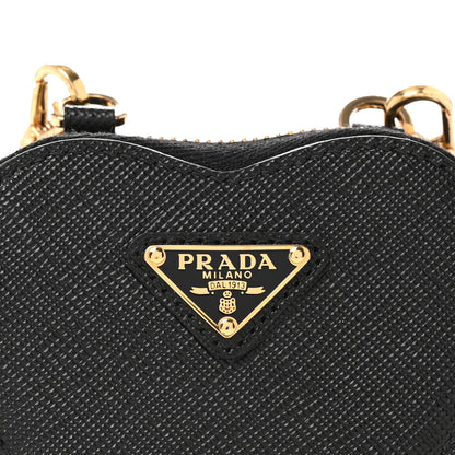 Prada Saffiano Mini Heart Pouch Black 7 of 9