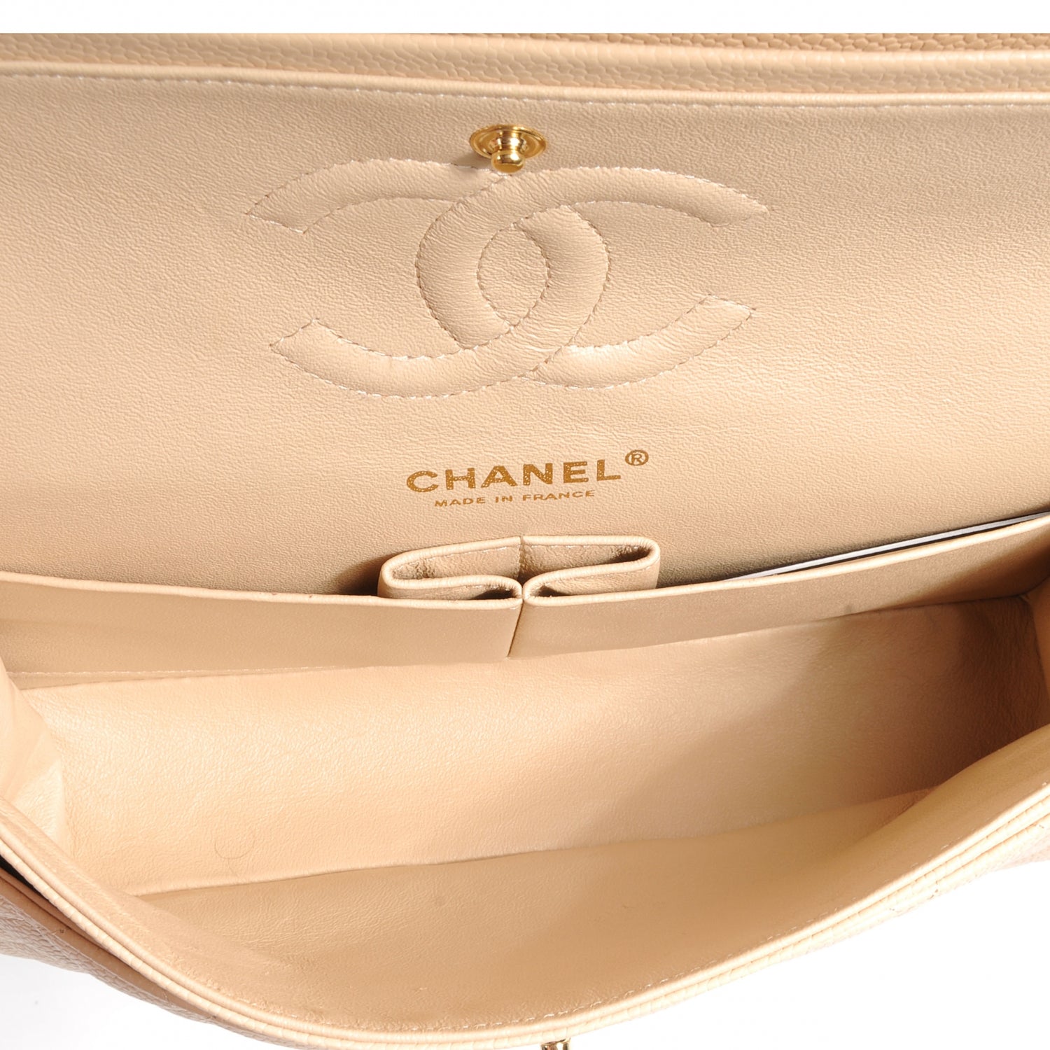 Chanel Caviar Quilted Medium Double Flap Beige 9 of 9