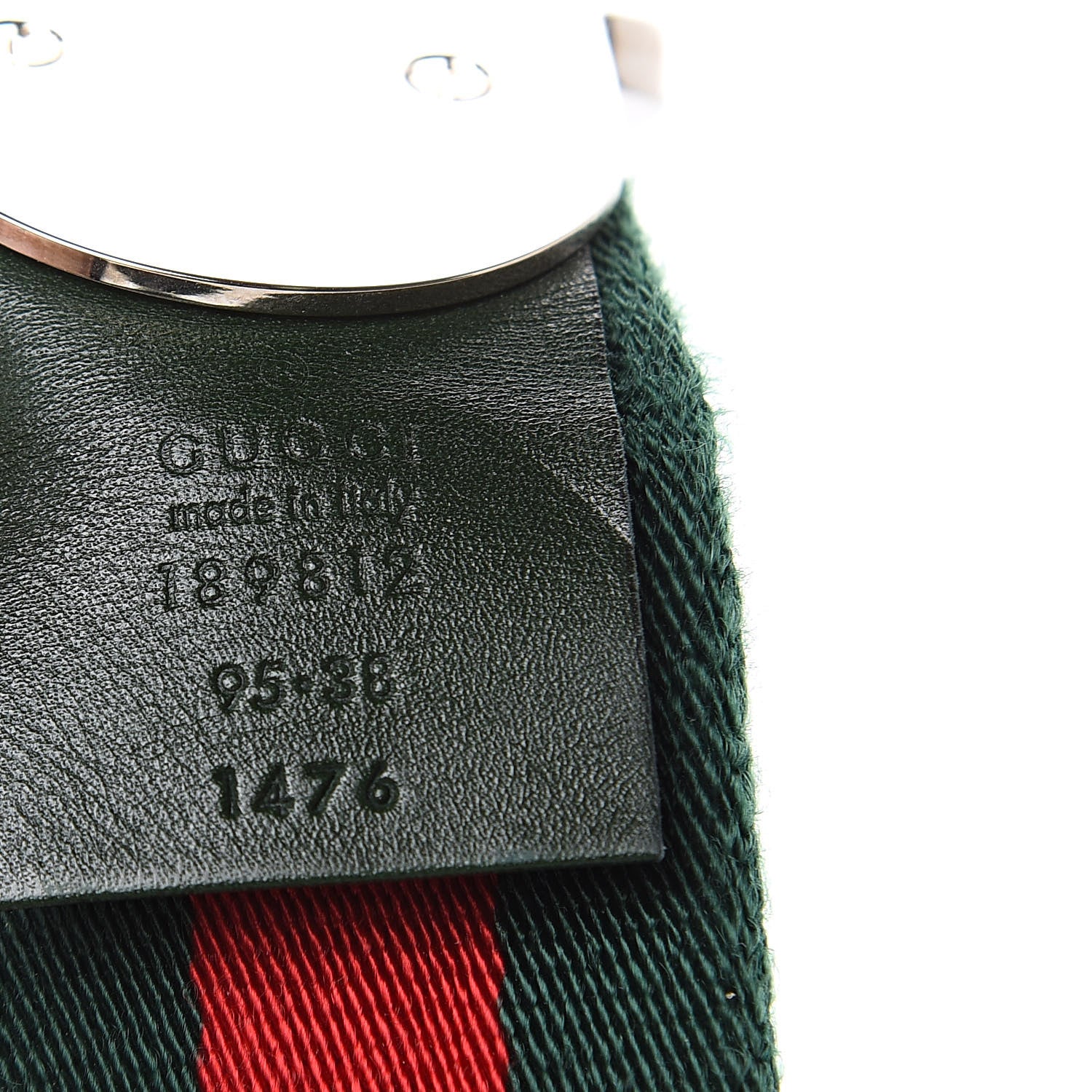 Gucci Nylon Buckle Web Belt 95 38 Red Green 4 of 5
