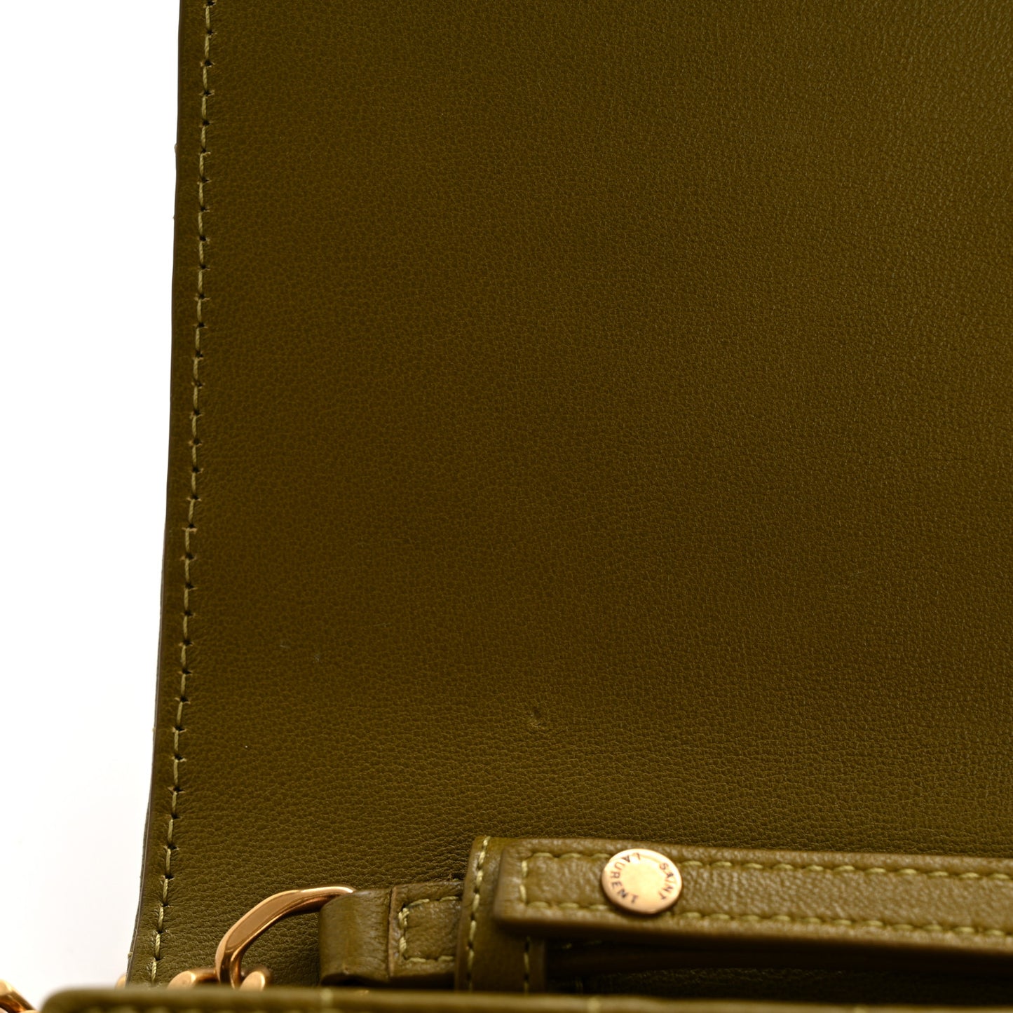 Lambskin Carre Quilted Cassandre Chain Wallet Olive Drab