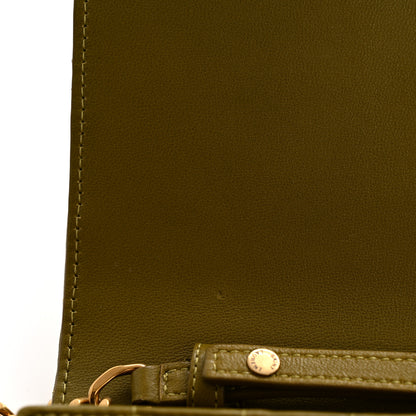 Saint Laurent Lambskin Carre Quilted Cassandre Chain Wallet Olive Drab 12 of 14