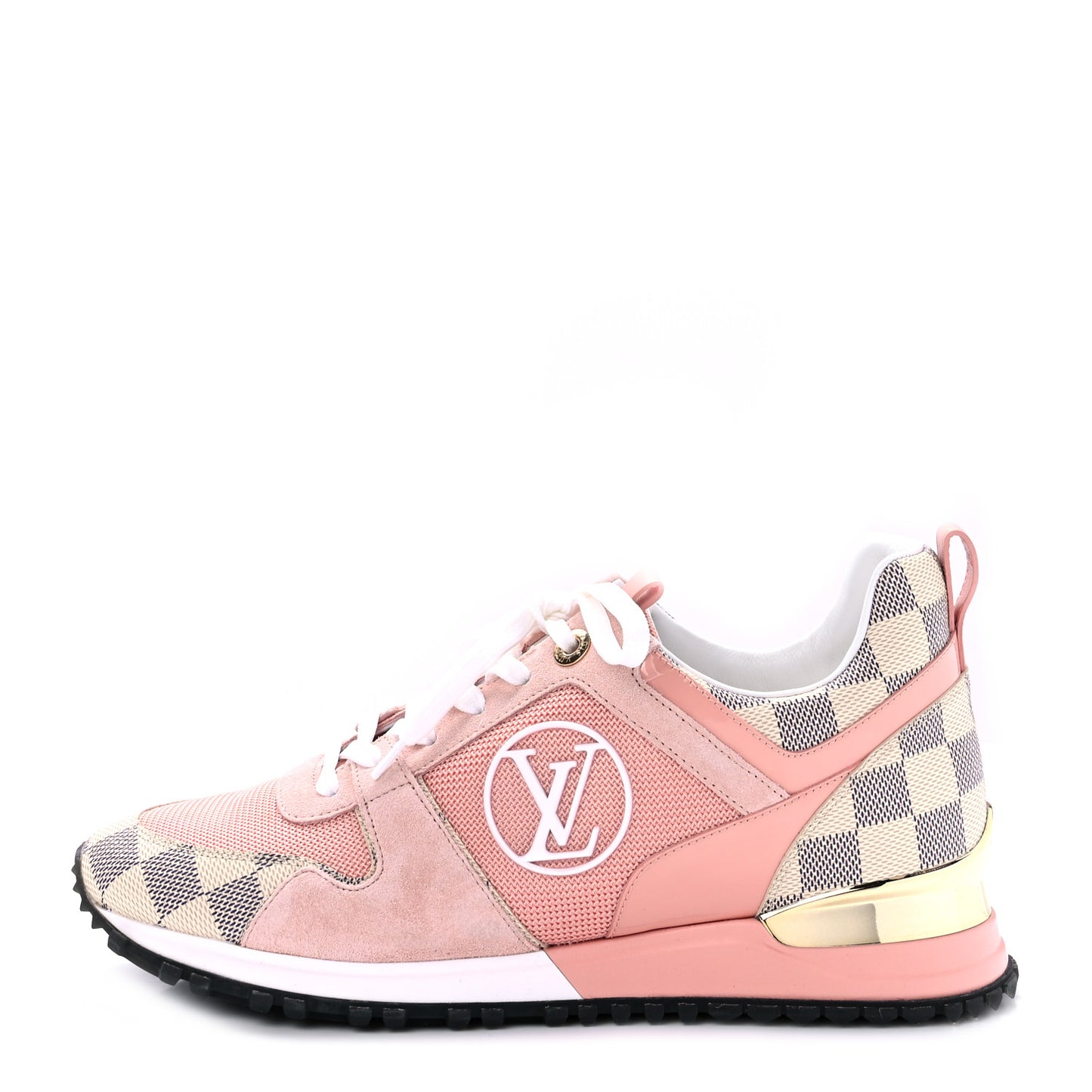 Suede Damier Azur Run Away Sneakers 38.5 Pink