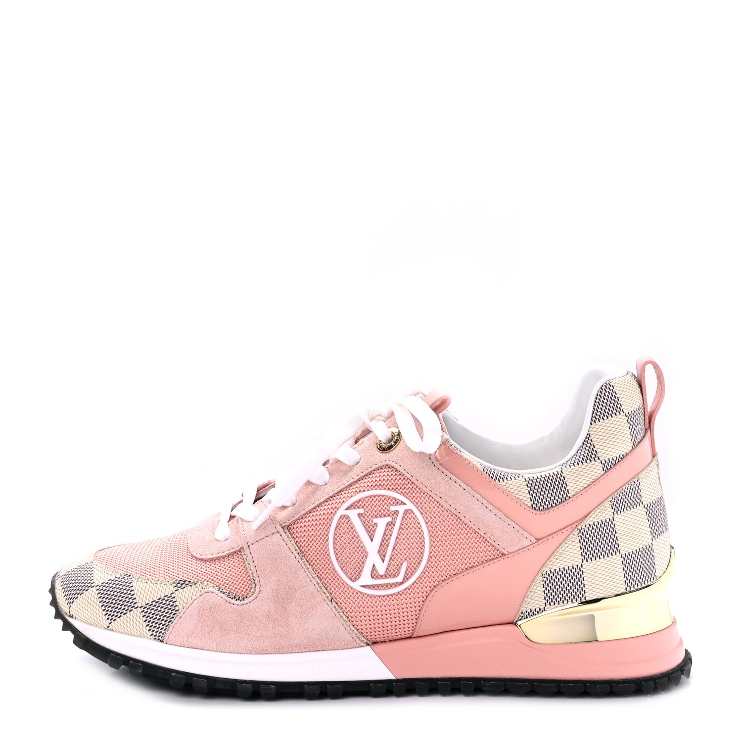 Louis Vuitton Suede Damier Azur Run Away Sneakers 38.5 Pink 1 of 9