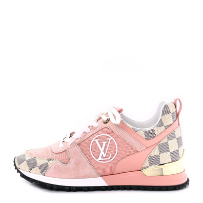 Louis Vuitton Suede Damier Azur Run Away Sneakers 38.5 Pink 1 of 9