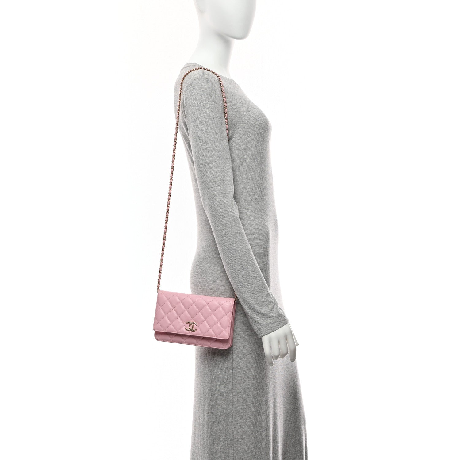 Chanel Caviar Quilted Wallet on Chain WOC Light Pink 2 of 12