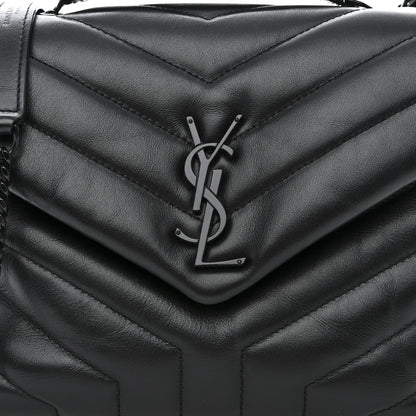 Saint Laurent Calfskin Y Quilted Monogram Monochrome Small Loulou Chain Satchel Black 8 of 11